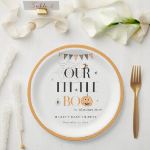 Cute Halloween Pumpkin Little Boo Baby shower Papieren Bordje