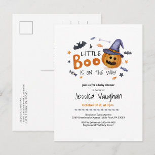 Cute Halloween Pumpkin Little Boo Baby shower Uitnodiging Briefkaart