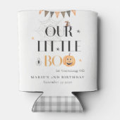 Cute Halloween Pumpkin Little Boo Kids Birthday Blikjeskoeler (Achterkant)