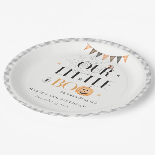Cute Halloween Pumpkin Little Boo Kids Birthday Papieren Bordje (Gekanteld)