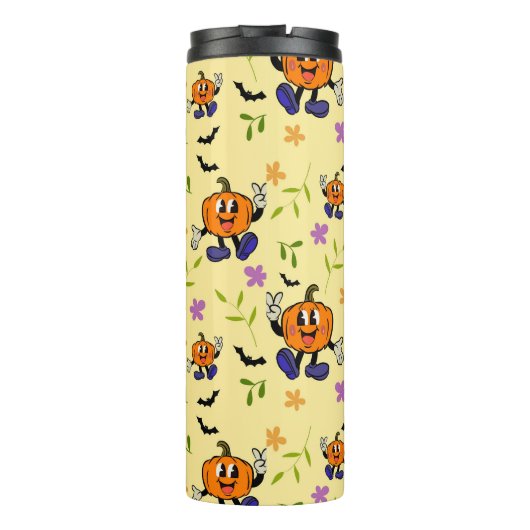 Cute Halloween Pumpkin Seamless Pattern Thermosbeker (Achterkant)