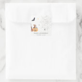 Cute Halloween Pumpkin Spiderweb Elke dag Vierkante Sticker (Tas)