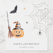 Cute Halloween Pumpkin Spiderweb Elke dag Wijn Etiket (Enkel label)