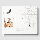 Cute Halloween Pumpkin Spiderweb Spooky Wedding Gastenboek (Voorkant)