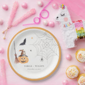 Cute Halloween Pumpkin Spiderweb Spooky Wedding Papieren Bordje (Feest)