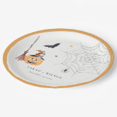 Cute Halloween Pumpkin Spiderweb Spooky Wedding Papieren Bordje (Gekanteld)
