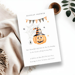 Cute Halloween Pumpkin Spooky Display Baby shower Informatiekaartje