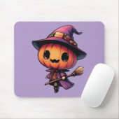 Cute Halloween pumpkin witch Muismat (Met muis)
