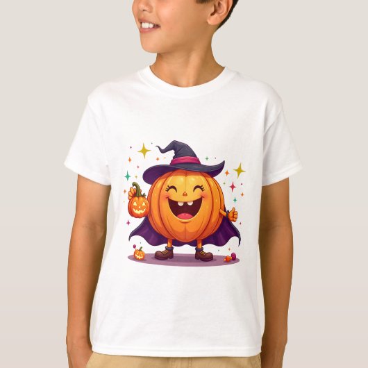 Cute halloween pumpkin witch t-shirt (Devant)