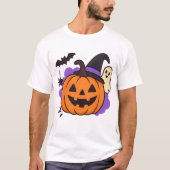 Cute Halloween Pumpkin with Witch Hat – Ghost & Ba T-shirt (Voorkant)
