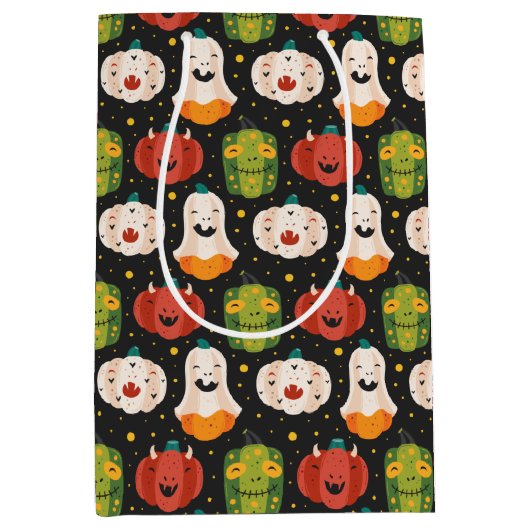 Cute Halloween Pumpkins and Gourds Medium Cadeauzakje (Voorkant)