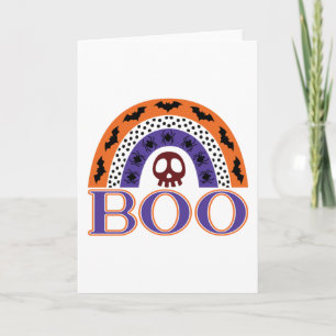 Cute Halloween Rainbow Scary Boo Skull Bats Spider Kaart