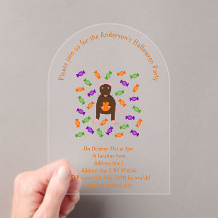 Cute Halloween Rat and Pumpkin Custom Acryl Uitnodigingen