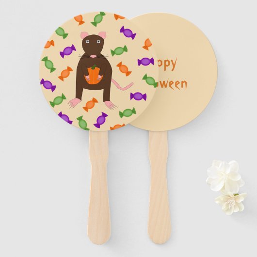 Cute Halloween Rat and Pumpkin Custom Handwaaier (Voorkant en achterkant)