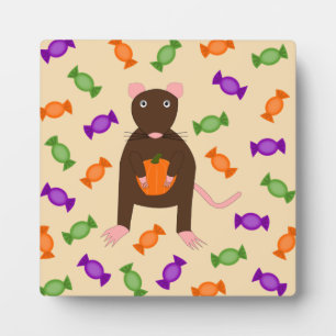 Cute Halloween Rat and Pumpkin Fotoplaat