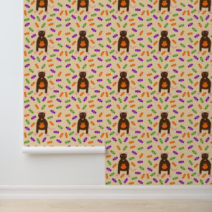 Cute Halloween Rat and Pumpkin Patterned Behang