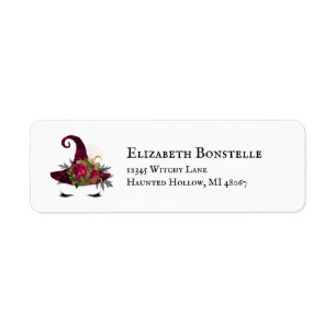 Cute Halloween Red Witch Pet Return Address Etiket