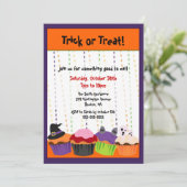 CUTE Halloween Scary Cupcake Invitation Kaart (Staand voorkant)