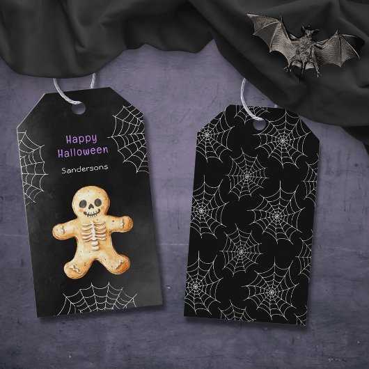 Cute Halloween Skeletkoek Zwart Cadeaulabel
