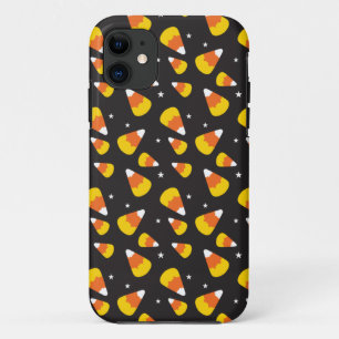 Cute Halloween snoepmaïs in zwart patroon iPhone 11 Hoesje