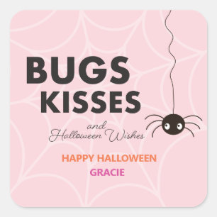 Cute Halloween Spider Gift Roze avor Vierkante Sticker