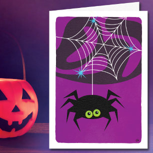 Cute Halloween Spider Paars Blank Kaart