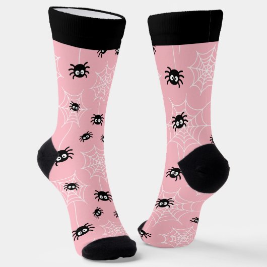 Cute Halloween-spinne- en web-sokken met naam Sokken (Gebogen)