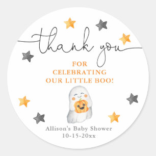 Cute Halloween spookpompoen baby shower Ronde Sticker