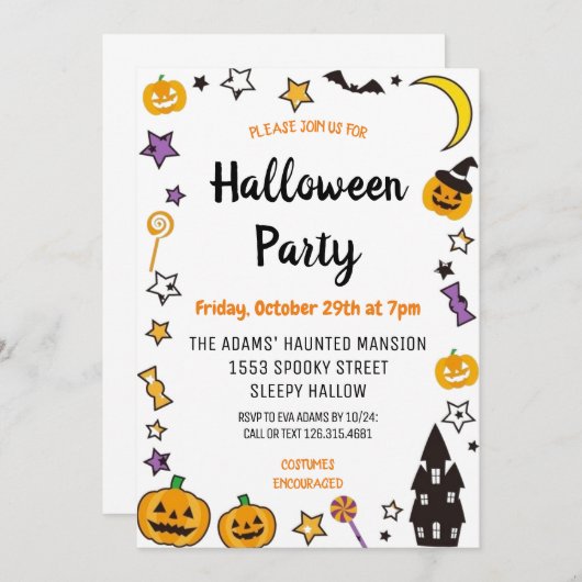 Cute Halloween Spooktacular Party Invitation (Devant / Derrière)