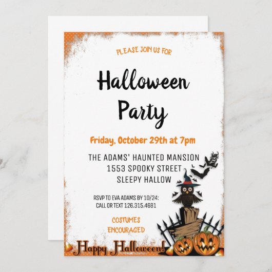 Cute Halloween Spooktacular Party Invitation (Devant / Derrière)
