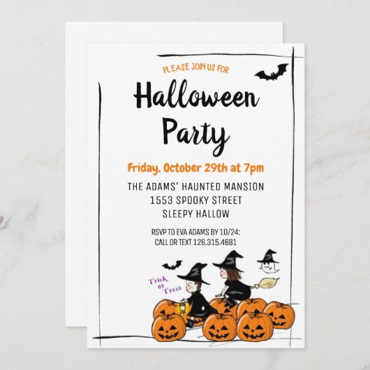 Cute Halloween Spooktacular Party Invitation (Devant / Derrière)