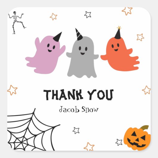 Cute Halloween Spooky Dank je Square Sticker (Voorkant)