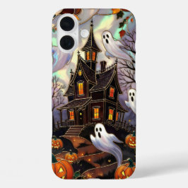 Cute Halloween telefoonhoesje spookhuis iPhone 16 Plus Hoesje