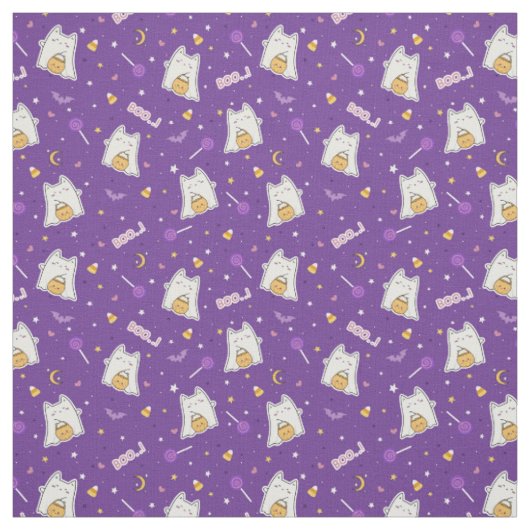 Cute Halloween Tissu Fantôme de chat (Échantillon)