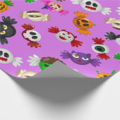 Cute Halloween Trick or treat Snoep Monsters Cadeaupapier (Hoek)