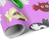 Cute Halloween Trick or treat Snoep Monsters Cadeaupapier (Rol Hoek)