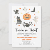 Cute Halloween Trunk ou Treat Party Invitation (Devant)