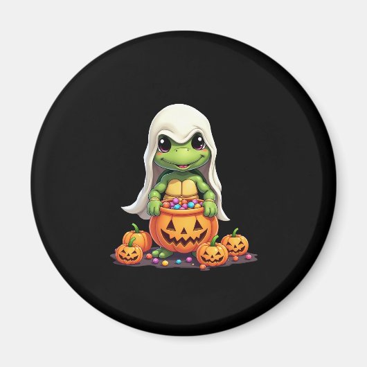 Cute Halloween Turtle Ghost with Candy (1) Magneet (Voorkant)