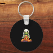 Cute Halloween Turtle Ghost with Candy (1) Sleutelhanger (Voorkant)