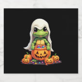 Cute Halloween Turtle Ghost with Candy (1) Sparkling Wijnetiket (Enkel label)