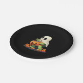 Cute Halloween Turtle Ghost with Candy (2) Papieren Bordje (Gekanteld)