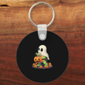Cute Halloween Turtle Ghost with Candy (2) Sleutelhanger (Voorkant)