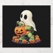 Cute Halloween Turtle Ghost with Candy (2) Sparkling Wijnetiket (Enkel label)