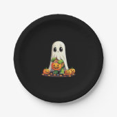 Cute Halloween Turtle Ghost with Candy (6) Papieren Bordje (Voorkant)