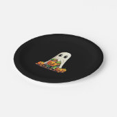 Cute Halloween Turtle Ghost with Candy (6) Papieren Bordje (Gekanteld)