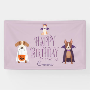 Cute Halloween Verjaardagsfeest Banner Spooky Hond