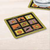 Cute Halloween Vierkante Kartonnen Onderzetter (Schuin)