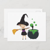 Cute Halloween Witch Briefkaart (Voorkant / Achterkant)