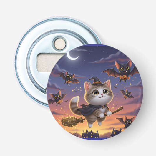 Cute Halloween Witch Button Flesopener (Voorkant)