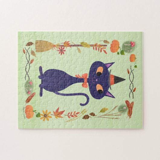 Cute Halloween Witch Cat Legpuzzel (Horizontaal)